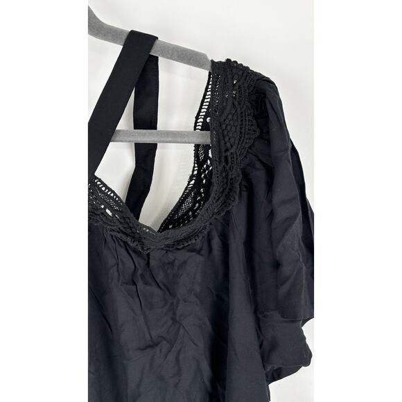 Swimsuits For All Cold Shoulder Rayon Swim Cover Up Womens Size 18/20 Black New - Picture 2 of 8